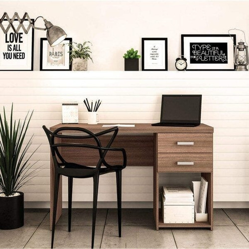 Mesa Para Escritório 2 Gavetas Ametista Espresso Móveis