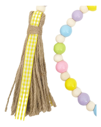 Guirnalda De Cuentas De Madera De Pascua, Decoraciones 99cm