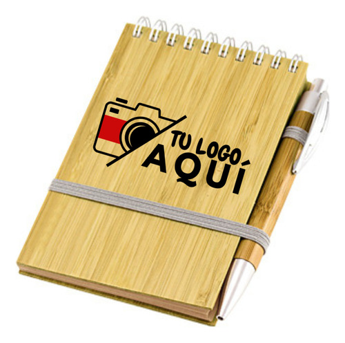 Libreta De Bamboo Con Lapiz Personalizado