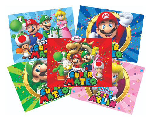 Lona Decorativa Cumpleaños Fiesta Mario Bros 1.20mt X 80c.m.