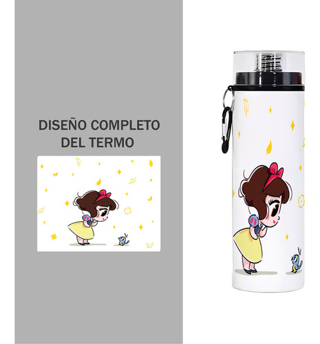 Termo Cilindro Princesas Botella 750ml Blanca Nieves