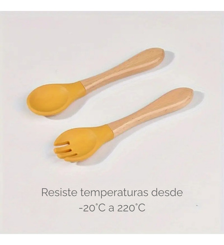 Set Cuchara Y Tenedor De Silicona Con Mango De Bamboo Chufi Rosa