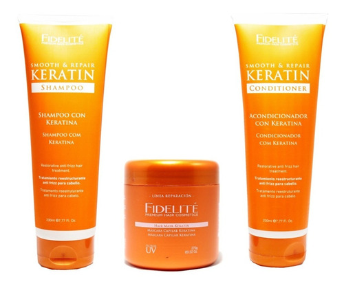 Kit Fidelite Keratin Anti Frizz (shampoo+acondic+mascara)