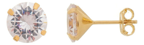 Brinco Para Homem Pedra Redonda Zirconia 8 Mm Banho Ouro 18k