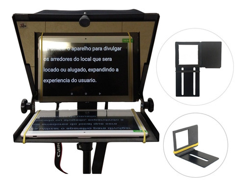 Teleprompter 10,5 Handycam Dslr C/ Suporte Celular + Gopro 