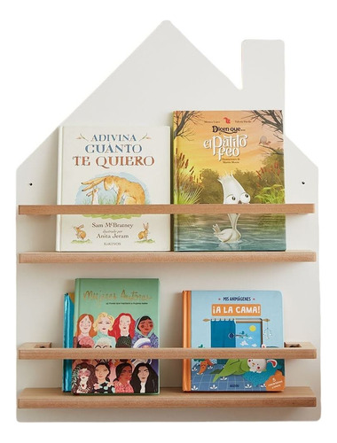 Repisa Casita Colgante Con Estantes Y Sujeta Libros Nordica 