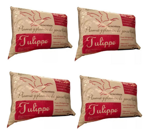 Almohadas Pluma De Ganzo 4 Piezas Tulippe Color Blanco