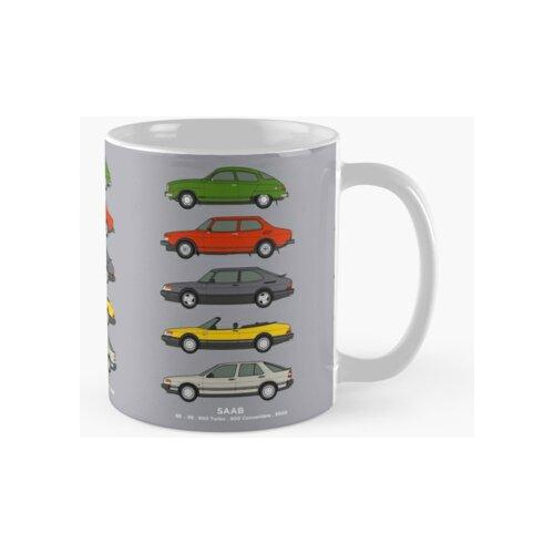 Taza Ilustración De Esquema De Coche Clásico Saab Calidad Pr