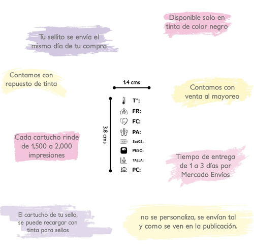 Imagen 2 de 5 de Sello Médico Pediátrico De Signos Vitales Para Enfermería