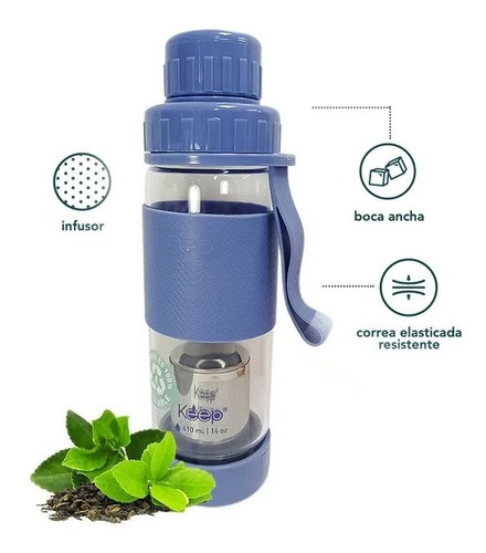 Botella De Vidrio Con Infusor Keep 410ml