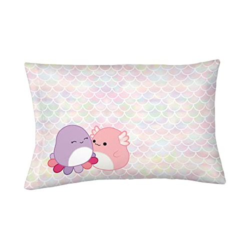 Funda De Almohada De Seda Satinada Cama Squishmallows E...