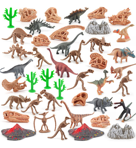 Bretoyin Juego De Dinosaurios De Volcán, 43 Piezas, Juguet.