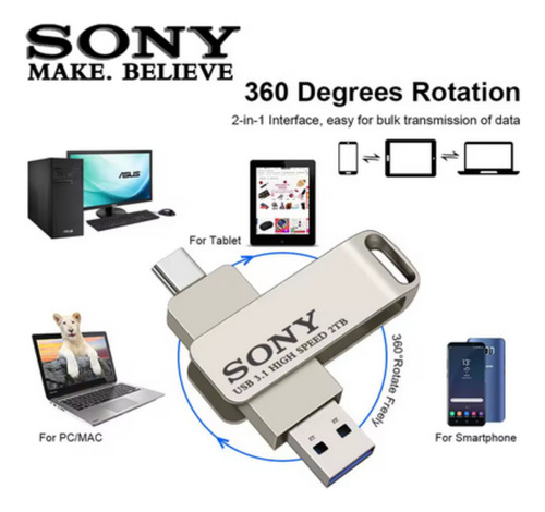 Usb Pendrive Sony High Speed 3.1 Pendrive 1tb Entrada Tipo C