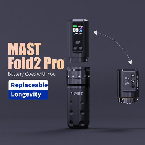 Kit De Tatuaje Mast Tattoo Mast Fold2 Pro Inalámbrico Con 2