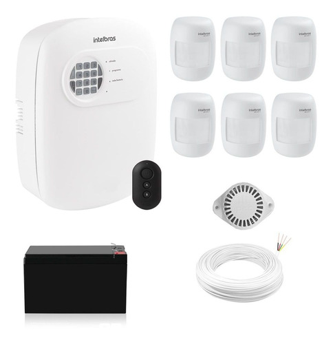 Kit Alarme Residencial Intelbras 24 Net 6 Sensor Com Fio Bat