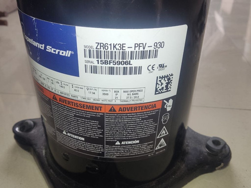 Compresor Copeland 5hp Zr61k3e-pfv-930-copw.