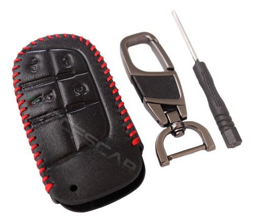 Sjk Funda De Cuero For Llave De Asistencia + Llavero Jeep