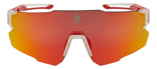 Óculos De Sol Yopp Performance Ironman Brasil Mask Imb2.10 Armação Branco Haste Branco E Vermelho Lente Vermelho