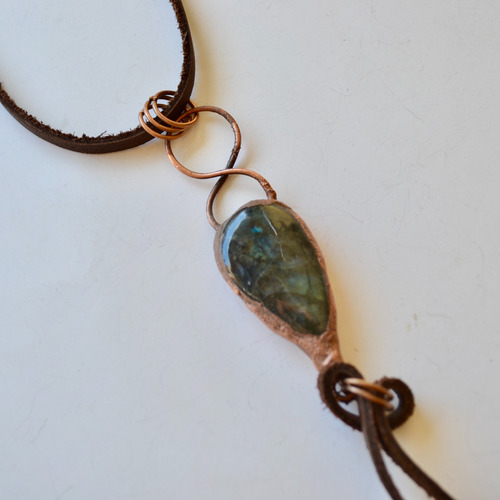 Collar Para Escorpio, Piedra Labradorita Azul Grande, Cod1