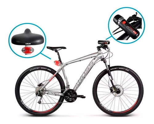 Imagem 2 de 5 de Kit Farol E Lanterna Para Bicicleta Bi006 + Emblema Promoção