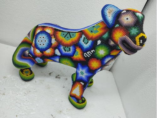 Jaguar De Barro Arte Huichol Alebrije Shaquira Flor Peyote 