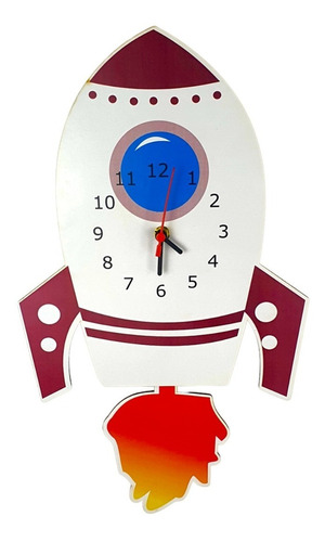 Relógio Parede Pêndulo Foguete Infantil