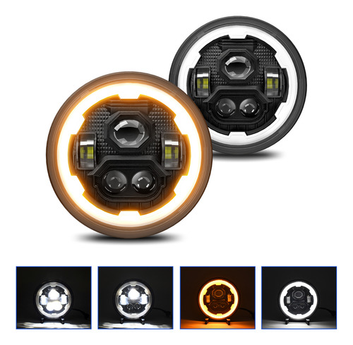 Faros Delanteros Led Drl De 7 Pulgadas, Redondos, Haz Hi/lo,