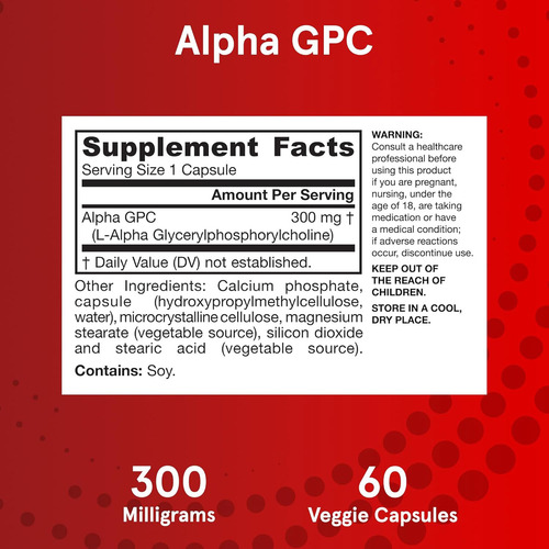 Jarrow Formulas Alpha Gpc 300 Mg 60 Capsulas Vegetales Sabor Sin Sabor