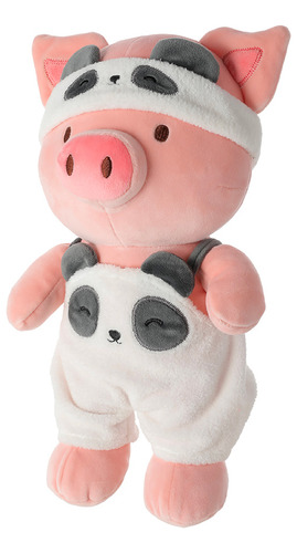 Miniso Peluche Cerdito Con Overol De Pandita Felpa 21x33 Cm