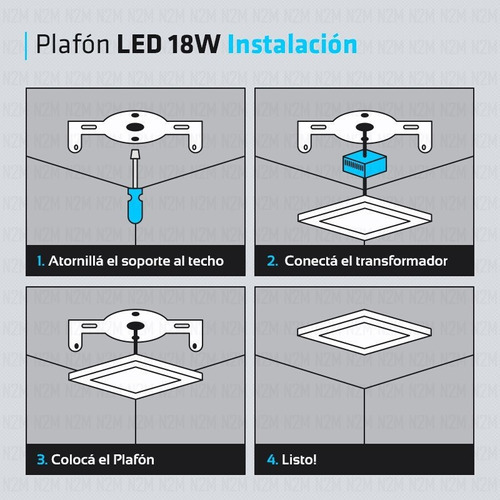 Plafon Led Cuadrado Aplicar 18w Panel Marco Plata Color Plateado Color De La Luz Blanco Cálido