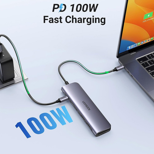Adaptador Ugreen 7 In 1 Usb-c Multifunction Adapter - Gris