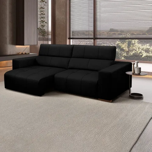 comprar Sofá Barbosa 3 Lugares 230cm Reclinável Couro Preto