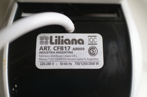 Liliana Cfb17 Convector Con Forzador Blanco. 750/1250/2000w Blanco (Usado)