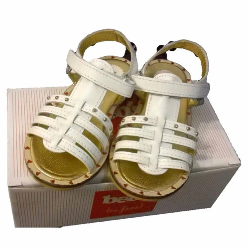 Beb's Sandalias Blancas De Cuero Nena Nº 25 Nuevas