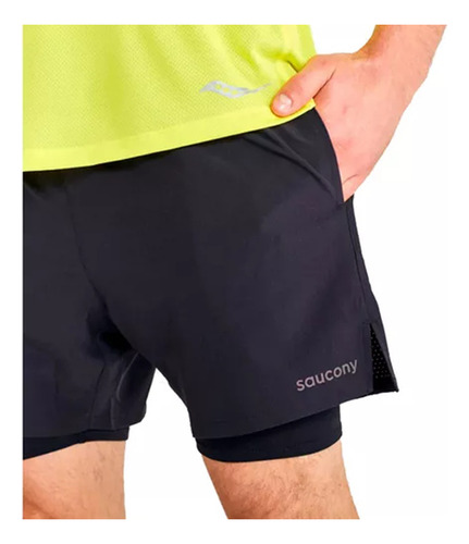 Short Hombre Running Deportivo Saucony Calza 2 En 1 Bolsillo