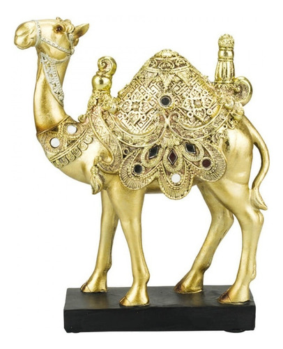 Enfeite Decoração Rack Sala Camelo Dourado Resina - 20cm