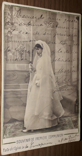 Antigua Foto Niña Primera Comunion Año 1906 (Usado)