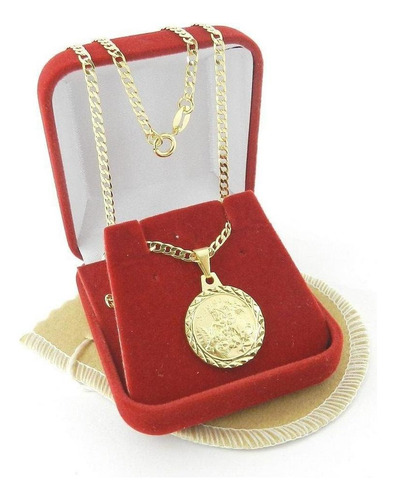 Corrente Masculina 50cm 3mm São Jorge Folheada Ouro Cr1632 Cor Dourado