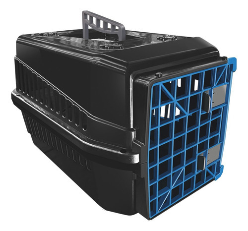 Caixa De Transporte Cães  Gato  Pet  Médio Porte N4 Cor Preto/azul