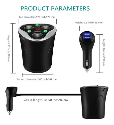 Adaptador De Encendedor De Coche Sk-15 Con Usb Skyocean