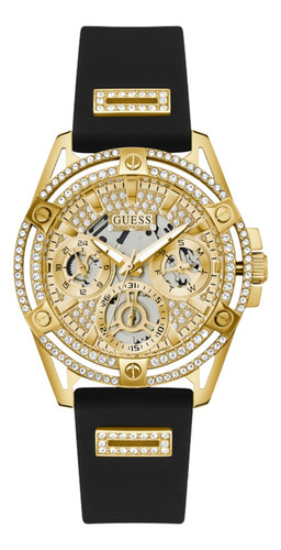 Reloj Original Guess De Mujer Accesorios Dama Reloj De Moda Color de la correa Negro/Dorado