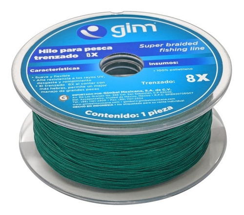 Hilo De Pesca Trenzado 40.4kg Dia 0.4mm No.6 200mts Color Verde