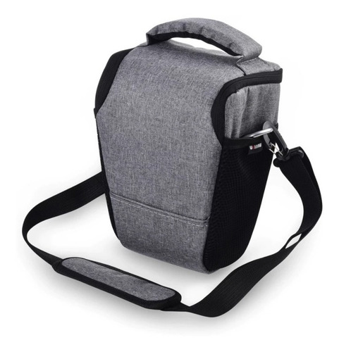 Bolso Para Cámara Fotográfica Lona Gris Resistente