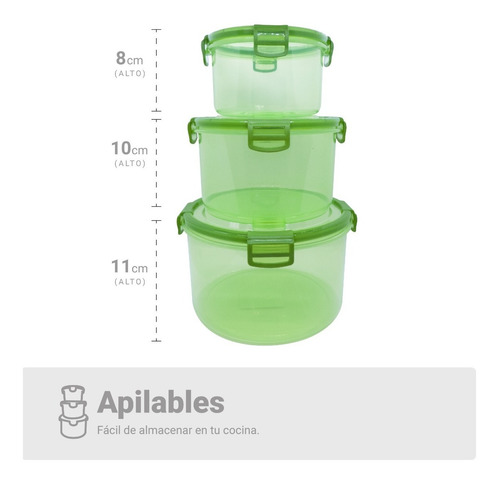 Contenedores Tuppers Herméticos Alta Calidad 3pzs Microondas
