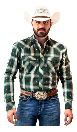 Camisa Vaquera Icy Denver Verde Y Negro Chh154