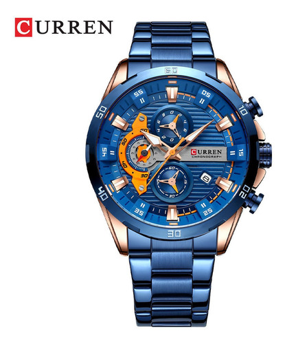 Reloj Cronógrafo Luminoso Curren Moda Hombre Color del bisel Rose Blue