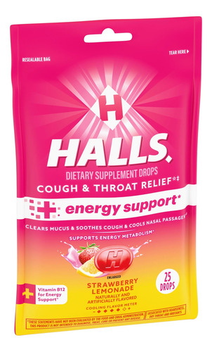 Halls Support 45 Pastillas Strawberry Lemonade Refrescantes