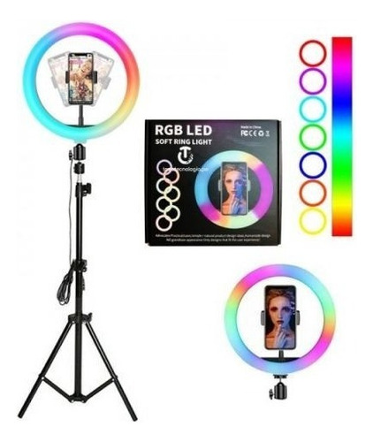 Pt Compatibility Aro Luz Rgb Multicolor 26cm + Tripode