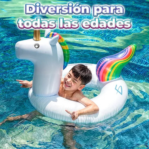Inflable Dona Acuatico Piscina Forma Unicornio Pool Party Color Blanco Ele-Gate