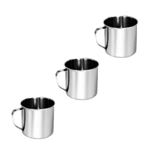 Kit 3 Canecas Aço Inox 100ml Metal Para Café Chá